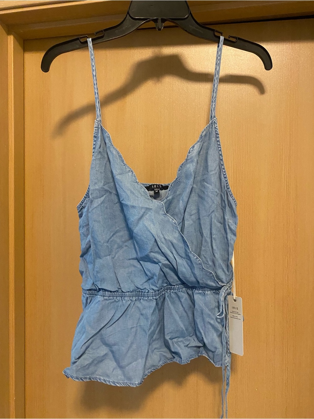 iris Light Blue Wrap-Front Spaghetti Strap Camisole